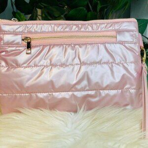 Puffer clutch bag pink or silver